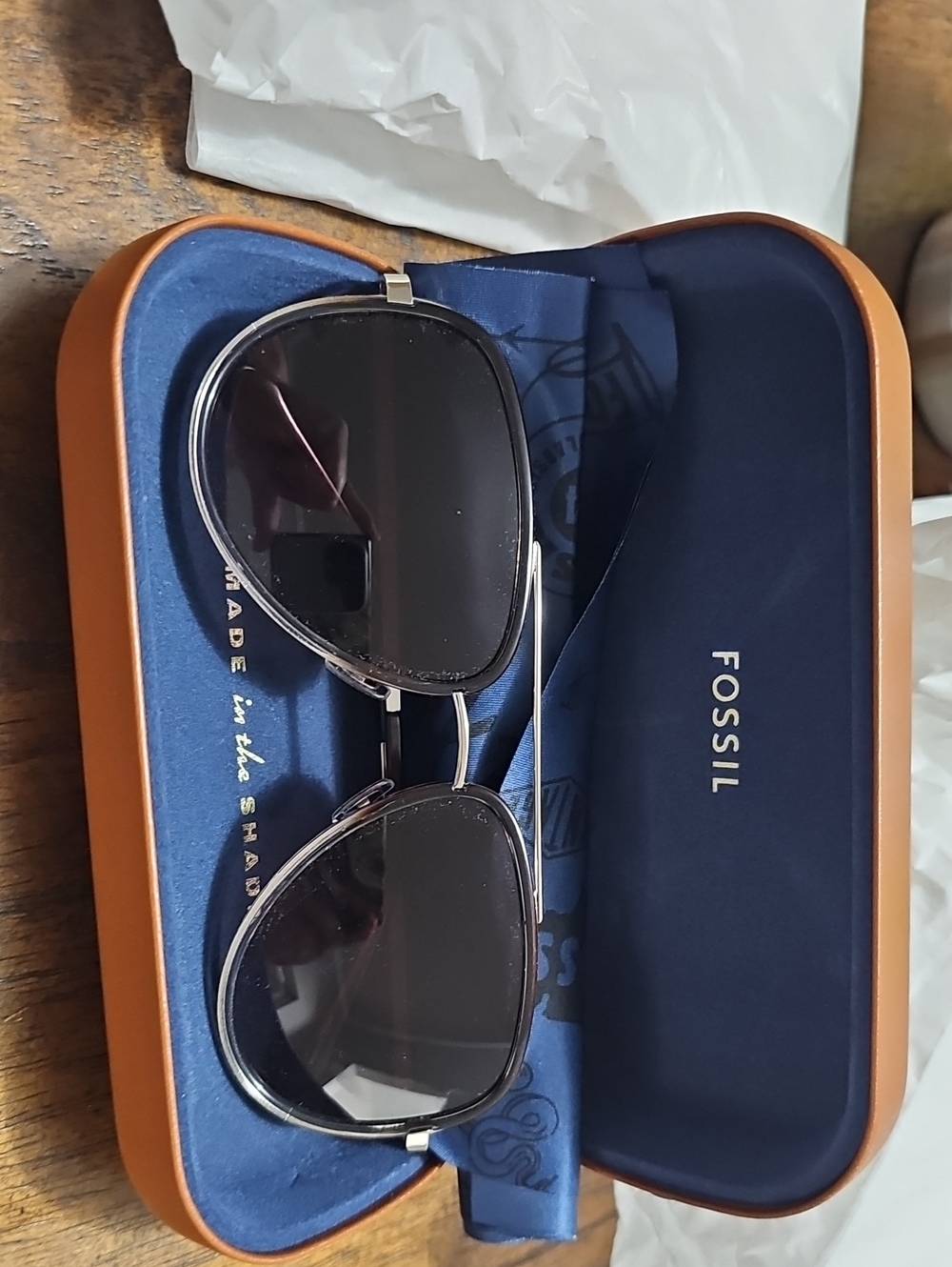 Fossil Men's Sunglasses in Black and Brown - Aviator Case Set